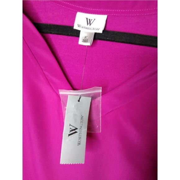 Worthington NWT Sleeveless V-neck Shoulder Tab MAGENTA Top Size XL - Picture 6 of 7
